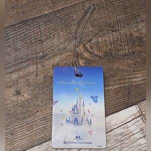 Disney Blue and White Luggage Tag with Castle